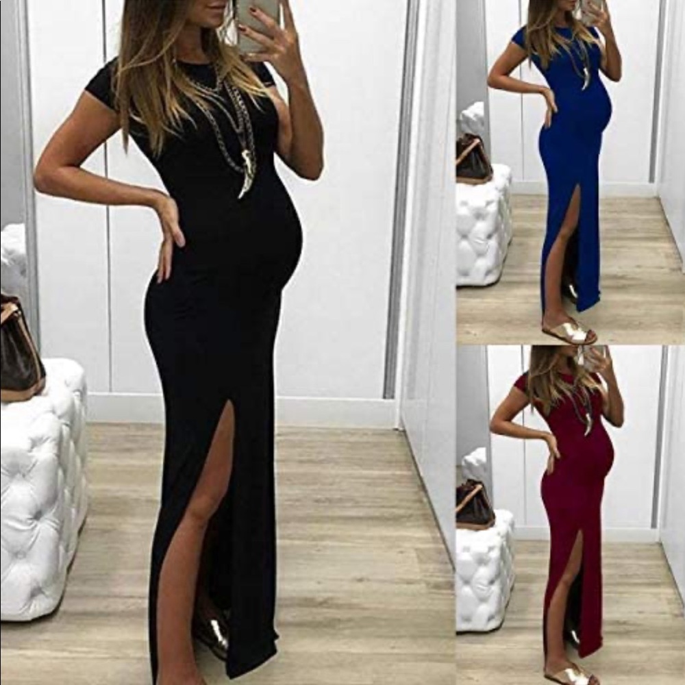 Blue maternity long dress